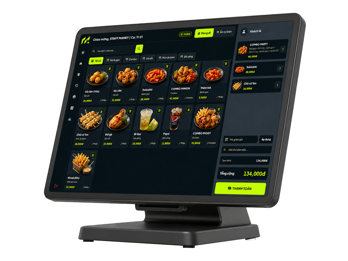 Màn hình order tại quầy